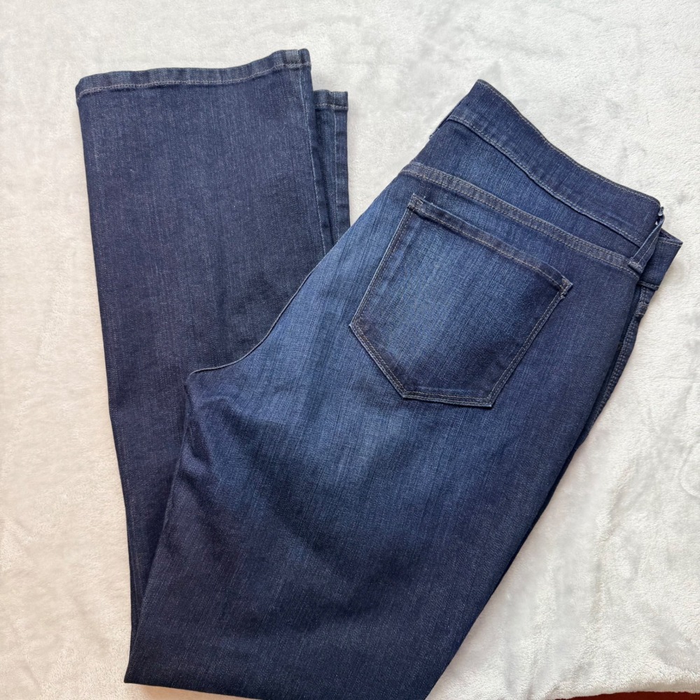NYDJ Womens 12P Dark Wash Bootcut Jeans Blue Stretch Denim Petite 30" Inseam